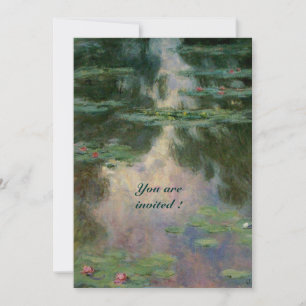 INVITATION NÉNUPHARS EN ROSE VERT BLEU REFLETS