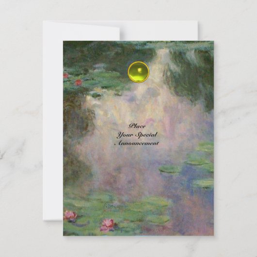 INVITATION NÉNUPHARS /MONOGRAMME EN PIERRE PRÉCIEUSE JAUNE (Dos)