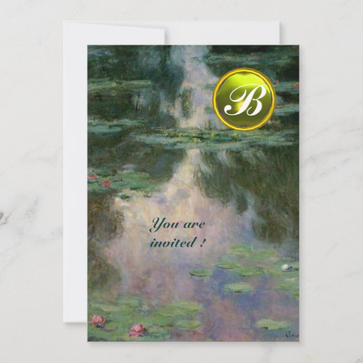INVITATION NÉNUPHARS /MONOGRAMME PIERRE PRÉCIEUSE JAUNE (Devant)