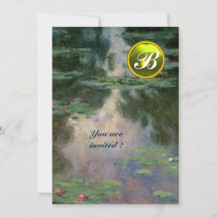 INVITATION NÉNUPHARS /MONOGRAMME PIERRE PRÉCIEUSE JAUNE