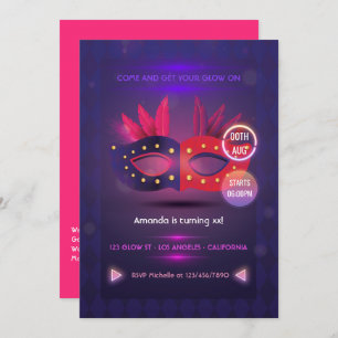Invitation Neo Masquerade Masque Masque Anniversaire Fête Inv