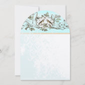 Invitation Néo-Mint Oiseaux Chêne Arbre Forêt Mariage (Devant)
