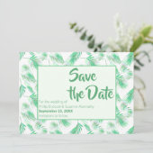 Invitation Neo Mint Tropical Palm Feuilles Enregistrer la dat (Debout devant)