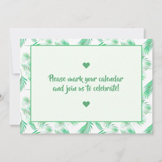 Invitation Neo Mint Tropical Palm Feuilles Enregistrer la dat (Dos)