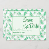 Invitation Neo Mint Tropical Palm Feuilles Enregistrer la dat (Devant / Derrière)