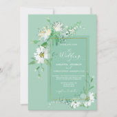 Invitation Neo Mint Vert or Rustique Peint Floral Mariage (Devant)