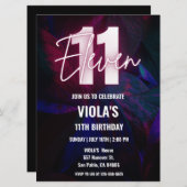 Invitation Neon 11e anniversaire (Devant / Derrière)