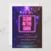 Invitation Neon 21ème Anniversaire Feu Dans La Fête Sombre (Devant)