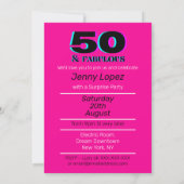 Invitation Neon 50e fête d'anniversaire (Dos)