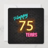 Invitation Neon 75e anniversaire Signal brillant sur brique (Devant)