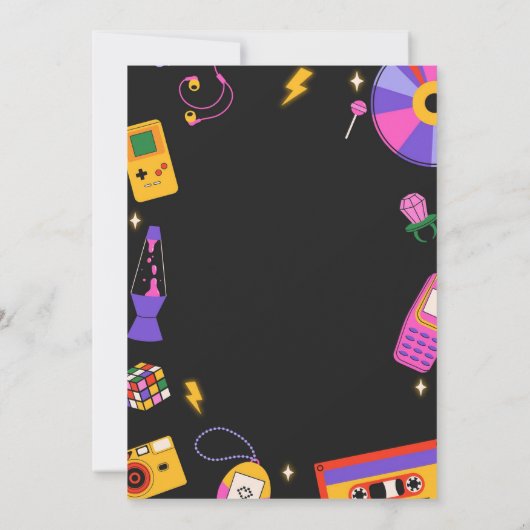 Invitation Neon 80s vs 90s Retro Disco Mixtape Anniversaire (Dos)