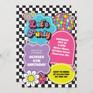 Invitation Neon 90s Anniversaire rétro