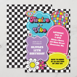 Invitation Neon 90s Rétro Douze est une ambiance 12e Annivers