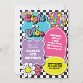 Invitation Neon 90s Retro Eight est une Vibe 8e anniversaire (Devant)