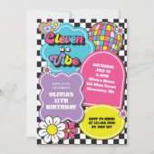 Invitation Neon 90s Retro Eleven est un Vibe 11e anniversaire (Devant)