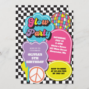 Invitation Neon 90s Retro Glow Anniversaire
