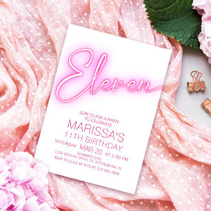 Invitation Neon Ado Girls 11e anniversaire