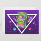 Invitation Neon Arcade Photo Anniversaire Gaming Party Invita (Dos)