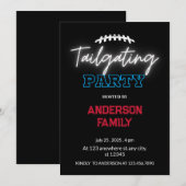 Invitation Neon Black Football Party (Devant / Derrière)