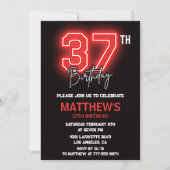 Invitation Neon Black Red Men Sport 37e anniversaire (Devant)