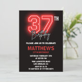 Invitation Neon Black Red Men Sport 37e anniversaire (Debout devant)