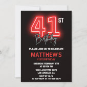 Invitation Neon Black Red Men Sport 41e anniversaire (Devant)