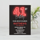 Invitation Neon Black Red Men Sport 41e anniversaire (Debout devant)