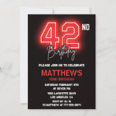 Invitation Neon Black Red Men Sport 42e anniversaire (Devant)