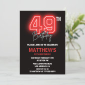Invitation Neon Black Red Men Sport 49e anniversaire (Debout devant)
