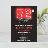 Invitation Neon Black Red Men Sport 52e anniversaire (Debout devant)