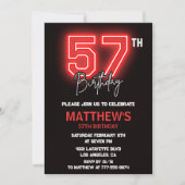 Invitation Neon Black Red Men Sport 57e anniversaire (Devant)