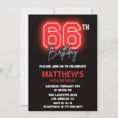 Invitation Neon Black Red Men Sport 66e anniversaire (Devant)