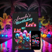 Invitation Neon Blacklight Ballons Cocktail Anniversaire