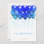 Invitation Neon Blue Balloons & Confetti Graduation Party (Dos)