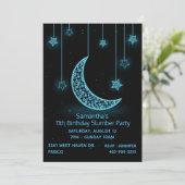 Invitation Neon Blue Moon et Stars Anniversaire Fête Invitati (Debout devant)
