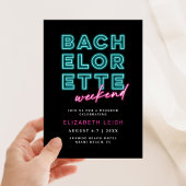 Invitation Neon Blue & Pink Bachelorette Week-end