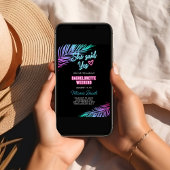 Invitation Neon Blue & Pink Tropical Bachelorette Week-end
