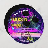 Invitation NEON BOWLING BALL, bowling, Glow bowling anniversa (Devant / Derrière)