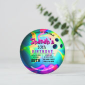 Invitation NEON BOWLING BALL GLOW Anniversaire Fête Invitatio (Debout devant)