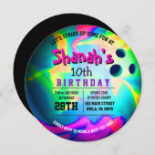 Invitation NEON BOWLING BALL GLOW Anniversaire Fête Invitatio (Devant / Derrière)