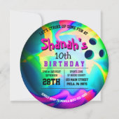 Invitation NEON BOWLING BALL GLOW Anniversaire Fête Invitatio (Devant)