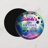 Invitation NEON BOWLING BALL ROUND Anniversaire Fête Invitati (Devant / Derrière)