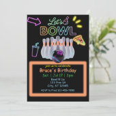 Invitation Neon Bowling Birthday (Debout devant)