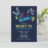 Invitation Neon Bowling fête d'anniversaire (Debout devant)