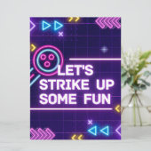 Invitation Neon Bowling Grève Un Anniversaire Amusant (Debout devant)