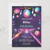 Invitation Neon Boy Kids Team Event Bowling 30th Birthday (Devant)