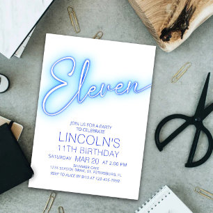 Invitation Neon Boys Pool 11e anniversaire