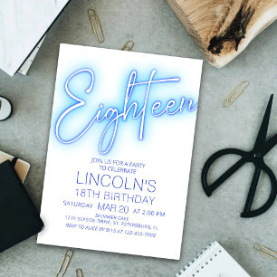 Invitation Neon Boys Pool 18e anniversaire