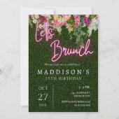 Invitation Neon Brunch Floral Contexte Jardin Fête d'annivers (Devant)