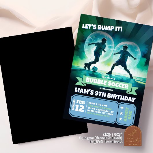 Invitation Neon Bubble Soccer Knocker Ball Anniversaire Bash